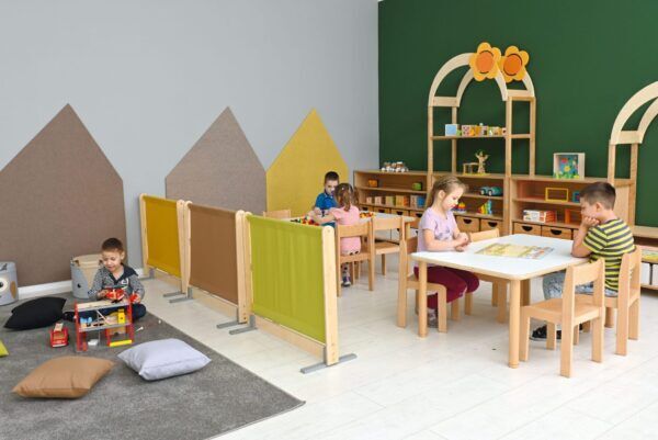 Wandscherm Ruimteverdeler Beige en Bruin – 2 tinten doek