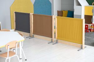 Wandscherm Ruimteverdeler Geel en Mosterd- 2 tinten doek