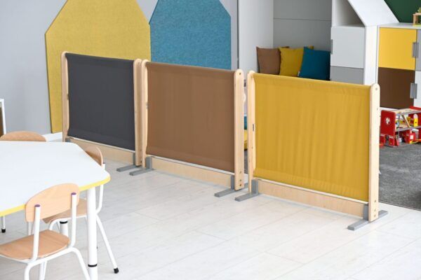 Wandscherm Ruimteverdeler Beige en Bruin – 2 tinten doek