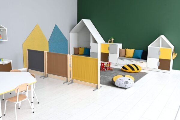 Wandscherm Ruimteverdeler Beige en Bruin – 2 tinten doek