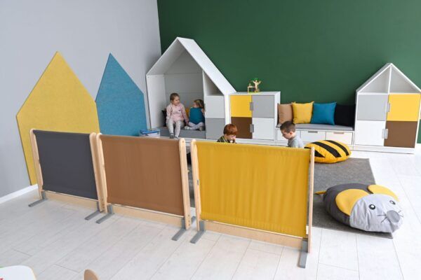 Wandscherm Ruimteverdeler Lichtgrijs en Grijs – 2 tinten doek