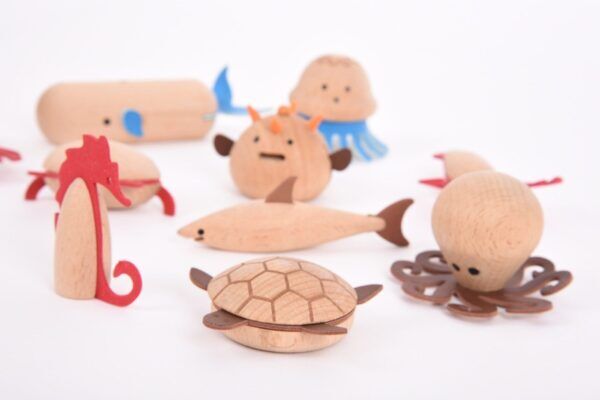 Tickit Loose Parts Houten Zeedieren – 10 stuks