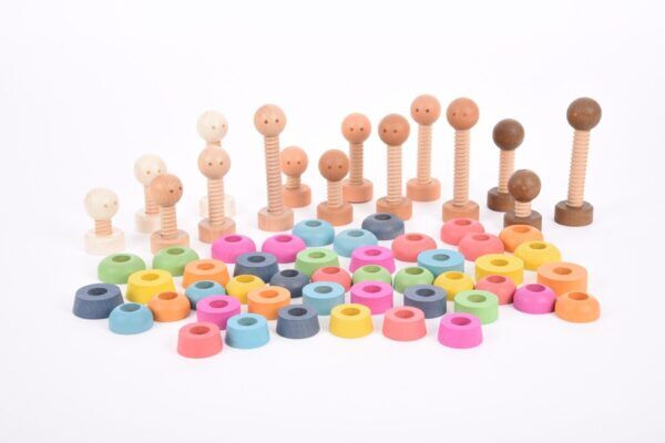 Tickit Houten Regenboog Poppetjes – 75 delig