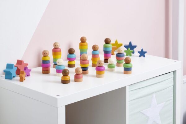 Tickit Houten Regenboog Poppetjes – 75 delig