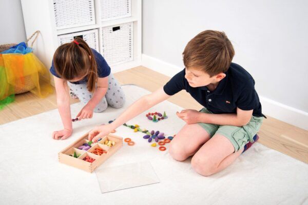 Tickit Loose Parts Houten Regenboog schatten in Sorteerbak – 109 delig