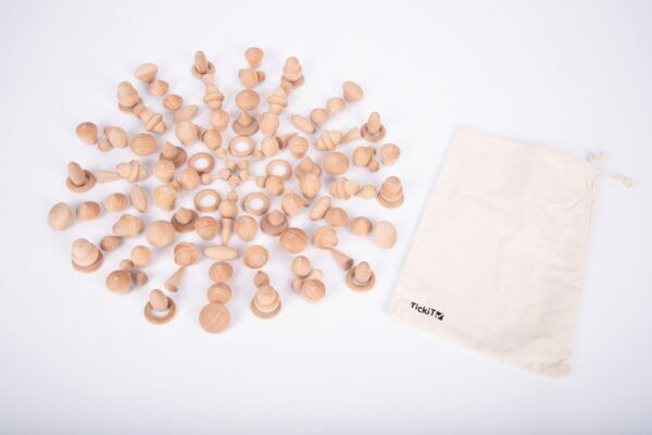 Tickit Loose parts Houten schatten – Natuurlijke set 120 stuks
