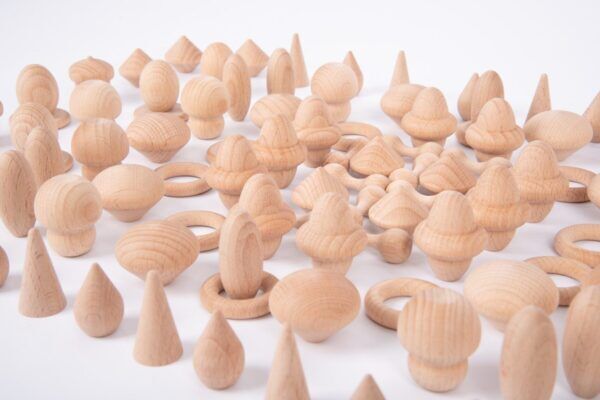 Tickit Loose parts Houten schatten – Natuurlijke set 120 stuks