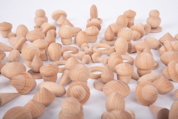 Tickit Loose parts Houten schatten – Natuurlijke set 120 stuks