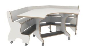Hoogzit Ergocombi Hoektafel met Hoekbank – Wit