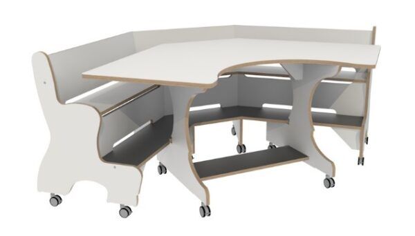 Hoogzit Ergocombi Hoektafel met Hoekbank – Wit