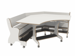 Hoogzit Ergocombi Hoektafel met Hoekbank – Wit