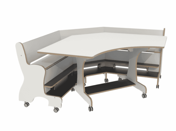 Hoogzit Ergocombi Hoektafel met Hoekbank – Wit