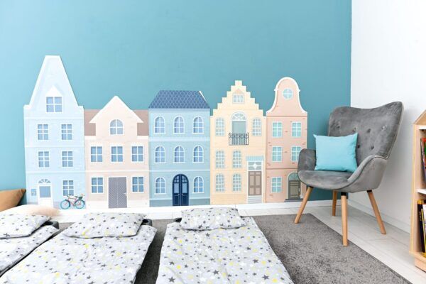 Wandpanelen Huizen- 5 stuks