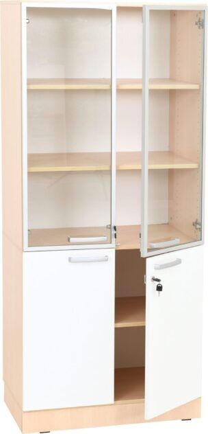 Vitrinekast – Berken met Wit