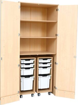 Flexi kast Berken – Met verrijdbare opbergbakken