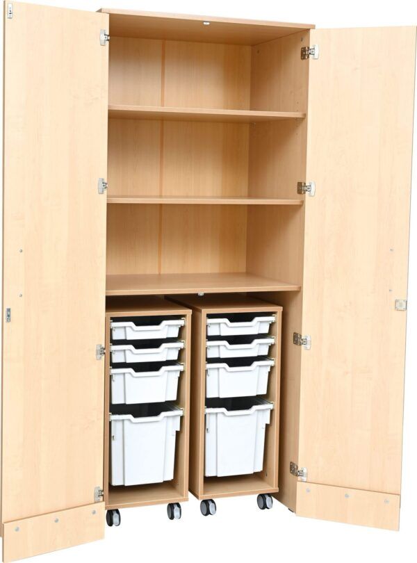 Flexi kast Berken – Met verrijdbare opbergbakken