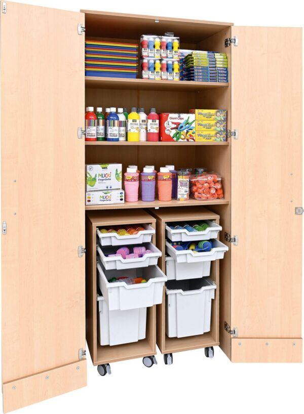 Flexi kast Berken – Met verrijdbare opbergbakken