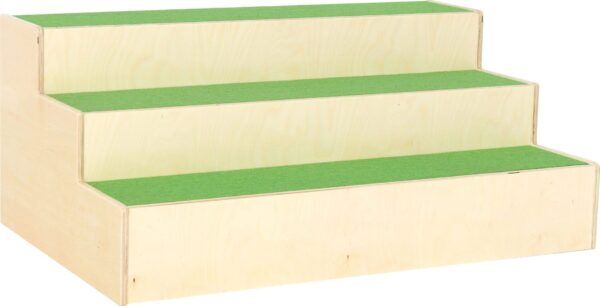 Tribune Platform Recht – 3 treden inclusief groen Tapijt