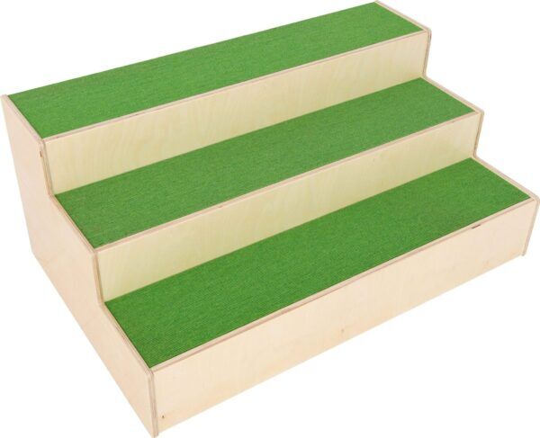 Tribune Platform Recht – 3 treden inclusief groen Tapijt