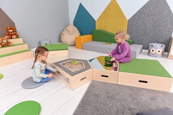 Vijfhoekig platform met deksel, hoogte 20 cm