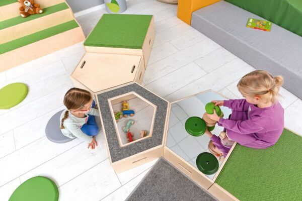 Vijfhoekig platform met deksel, hoogte 20 cm