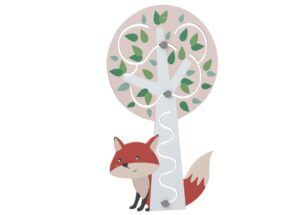 Wandspeelbord Vos achter Boom