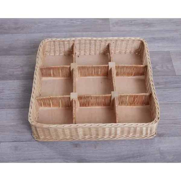 Natuurlijke Rieten Sorteermand – 9 vakken