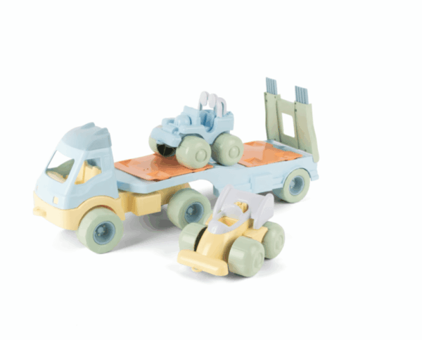 Dantoy Pastelkleurige gerecycleerde truck + 2 auto’s