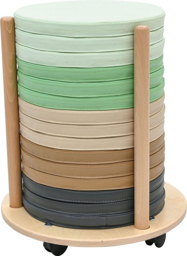 Ronde Kussens + Opbergstandaard – Natuurlijke Kleuren (set van 15 stuks)