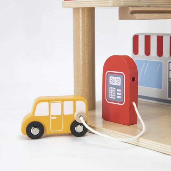 Grote Houten Parkeergarage met Panorama Lift – Inclusief Auto’s & Helikopter