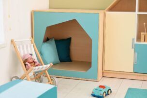 Huisje – Terugtrekplekje – Berken turquoise pastel Blauw 90 x 60 x 86,6 cm foto 2