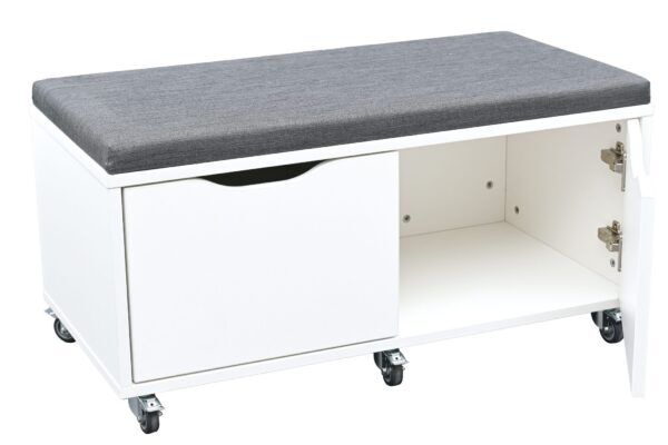 Verrijdbaar opbergbankje met zitting – Wit foto 1
