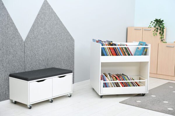 Verrijdbaar opbergbankje met zitting – Wit foto 2