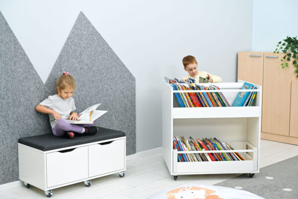 Verrijdbaar opbergbankje met zitting – Wit