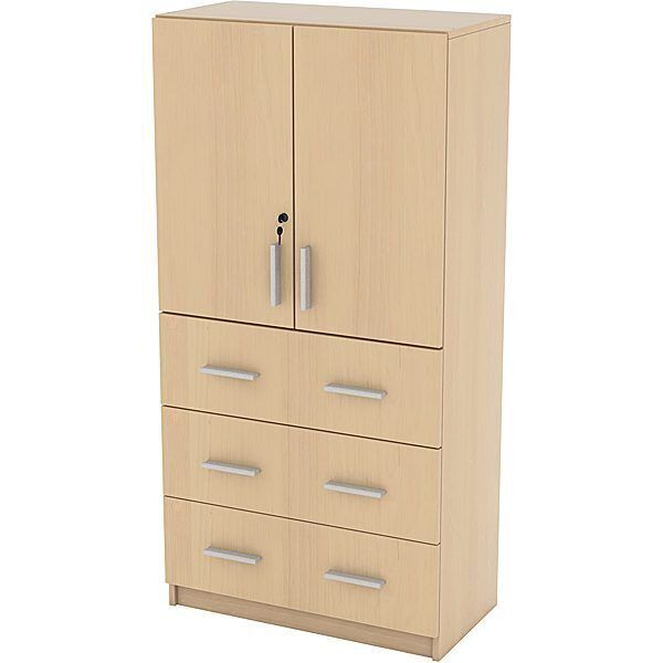 Berken Opbergkast- 2 deuren en 6 lades