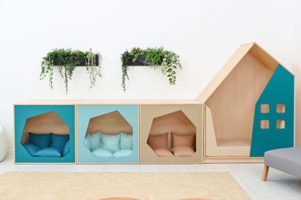 Huisje – Terugtrekplekje – Berken  Blauw 90 x 60 x 86,6 cm foto 2