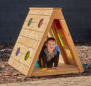 Houten Buiten Speelhuis Kruiptunnel foto 2