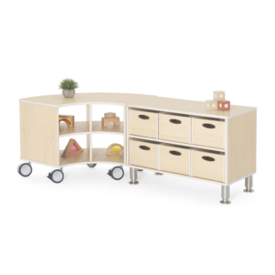 Verrijdbare Kwartcirkelkast met 4 vakken foto 2