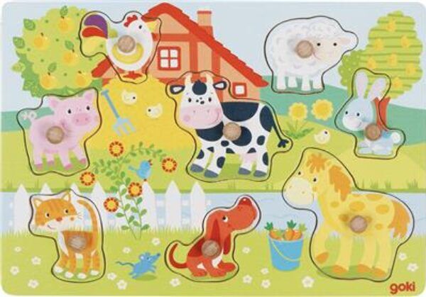 Goki Houten Steekpuzzel Boerderijdieren