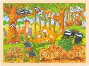 Goki Houten Puzzel Bosdieren – Babydieren
